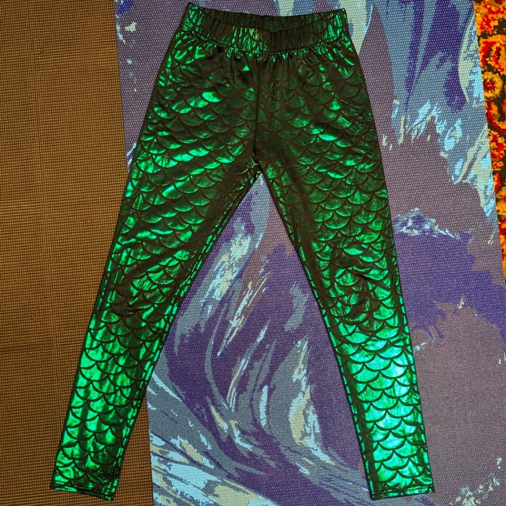 Green Women Leggings With Texture Size Small